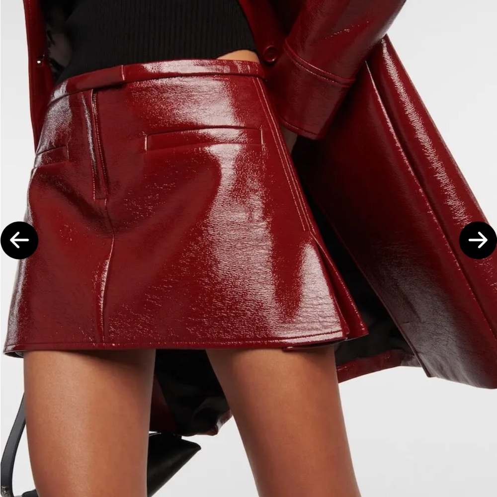courreges vinyl mini skirt in red